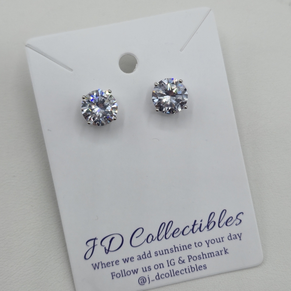 Swarovski Crystals Elements Silver Stud Earrings Solitaire Minimalist Bridal